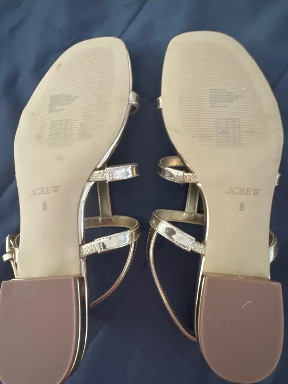 J Crew Metallic Gold Strappy Flat Sandals for Women NWOT